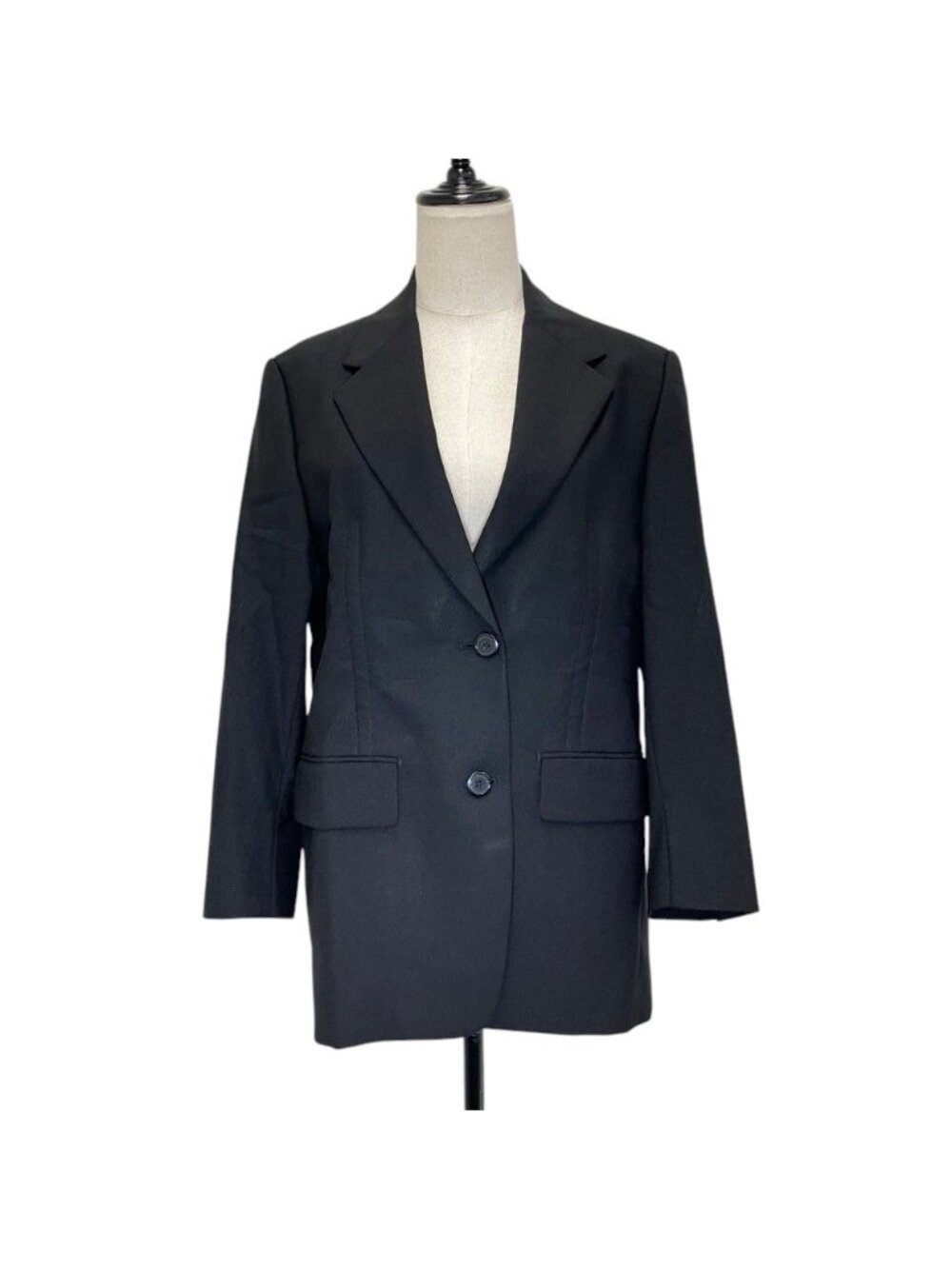 Prada Triangle Logo Wool Tailored Jacket Black Blazer 36